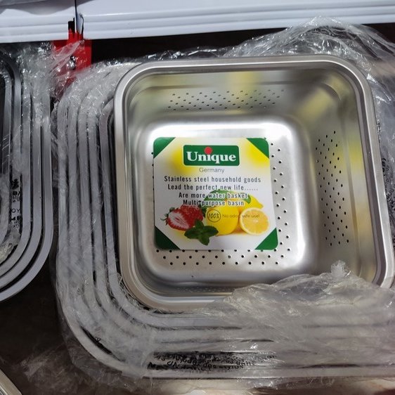 آبکش و لگن مربع یونیک حک شده 12 پارچه