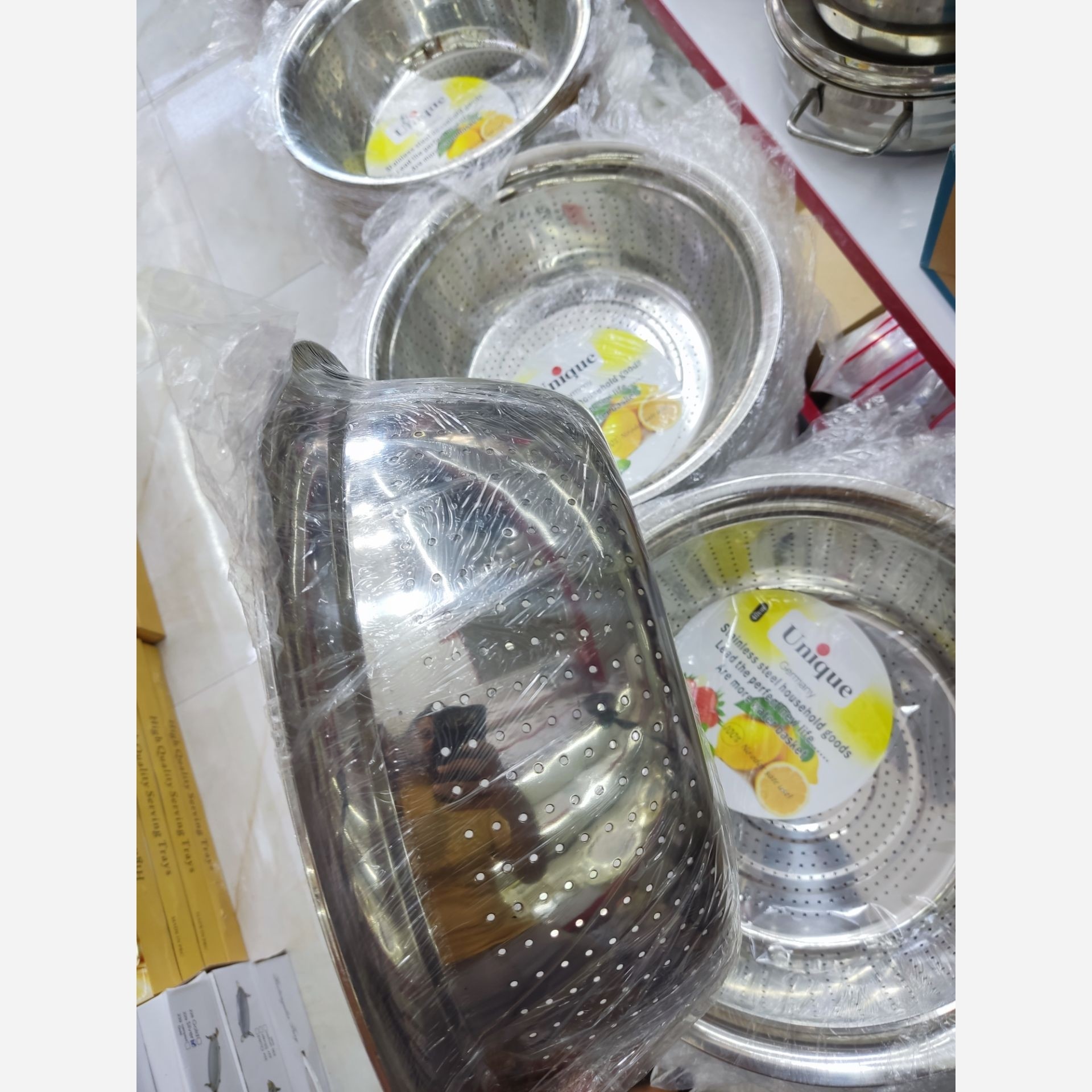 سرویس آبکش و لگن استیل یونیک شش پارچه