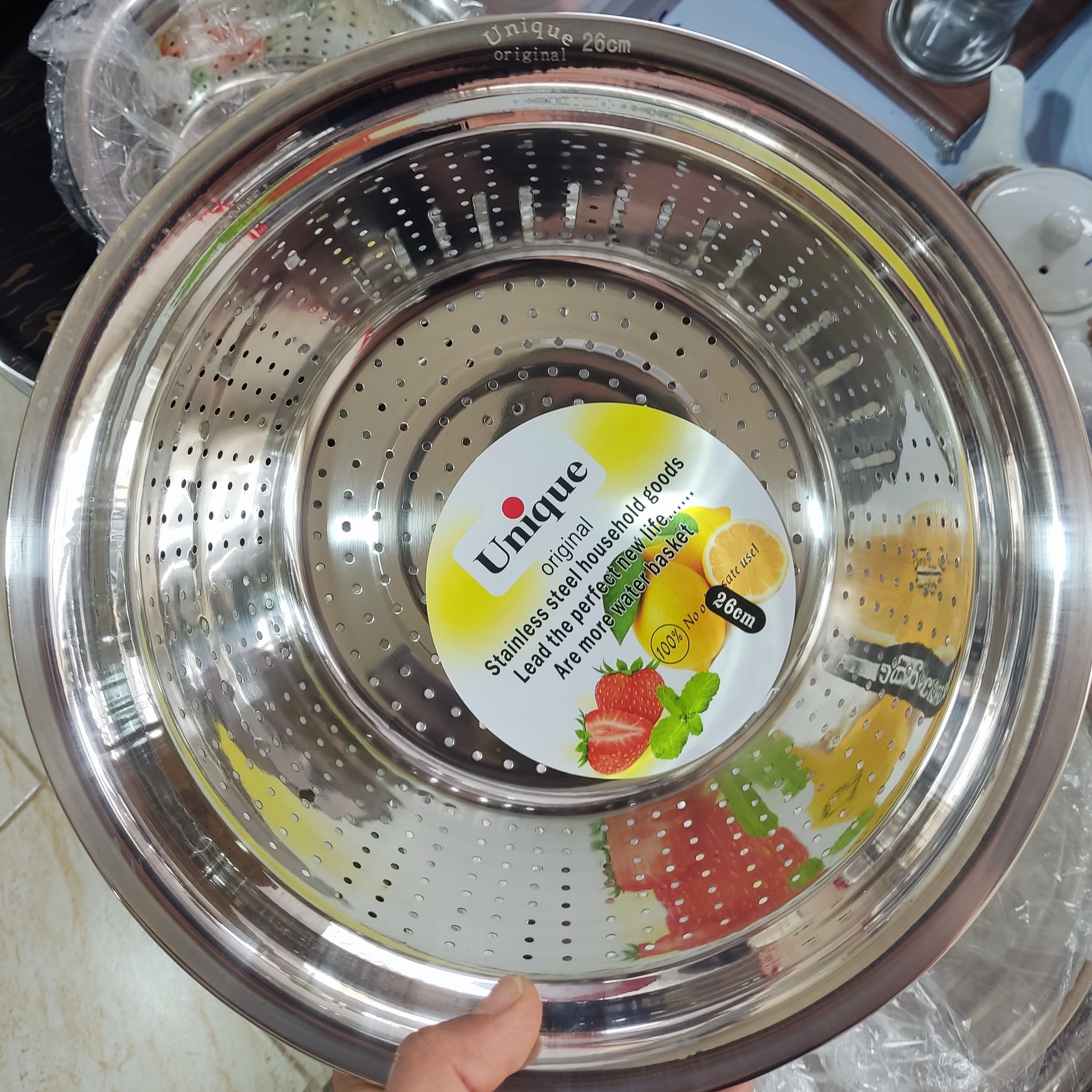 آبکش و لگن استیل یونیک سایز 26 دوتایی