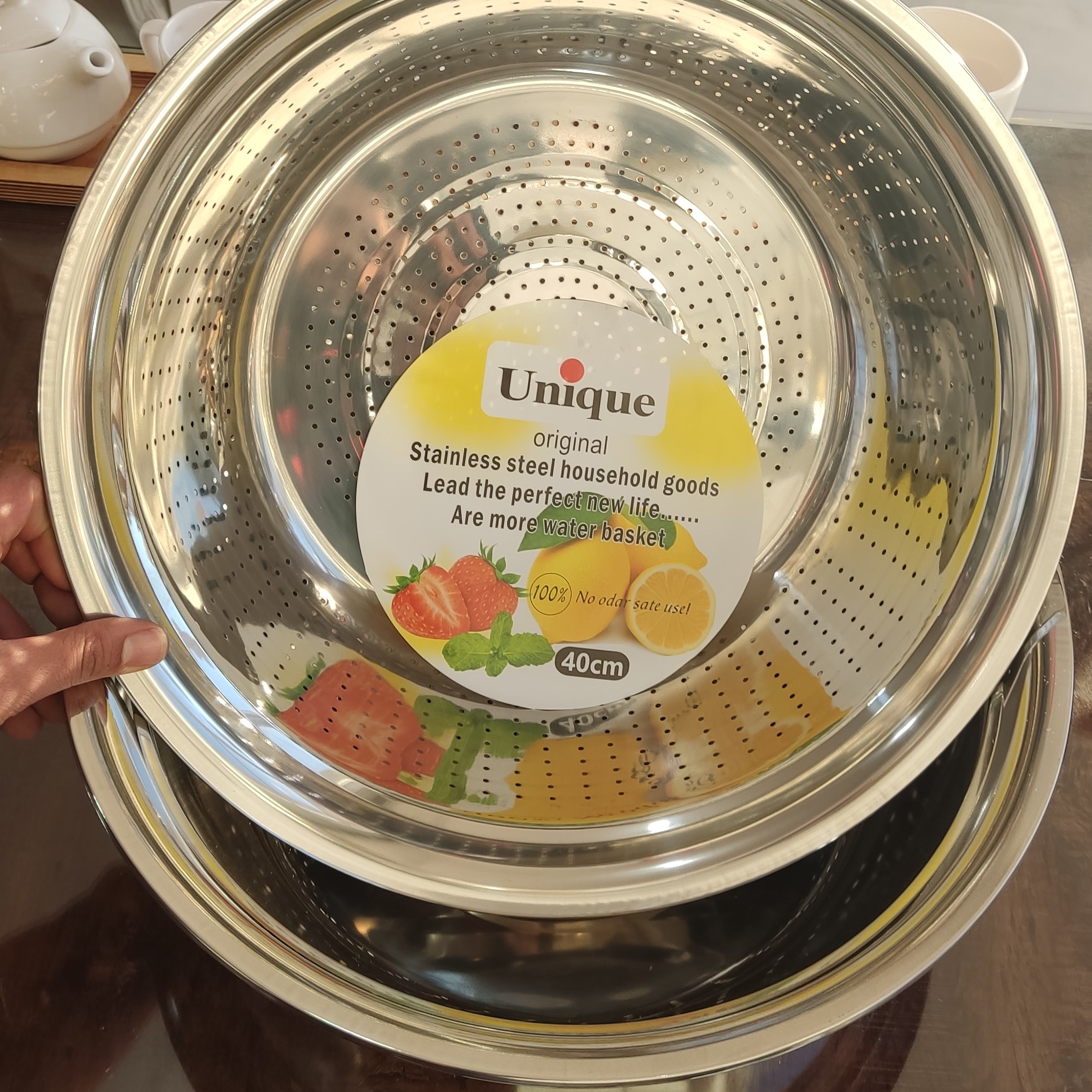 آبکش و لگن استیل یونیک سایز 40