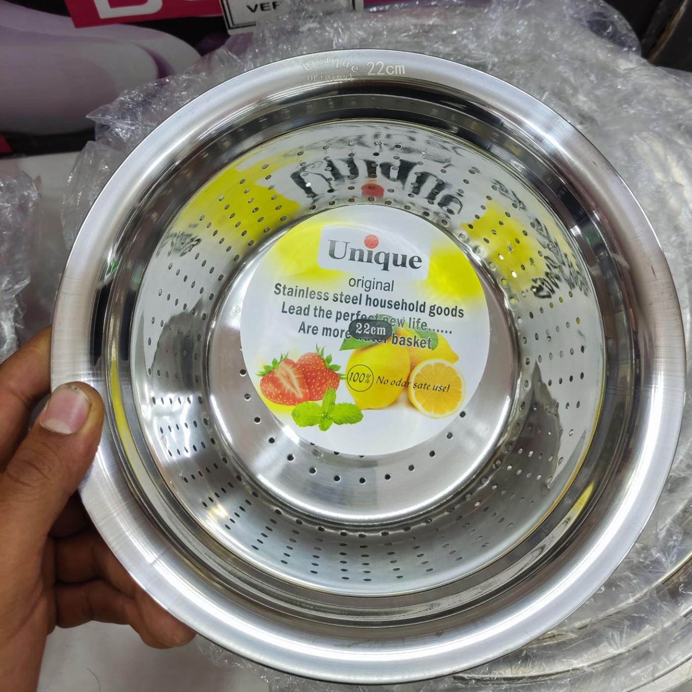 آبکش و لگن استیل یونیک سایز 22