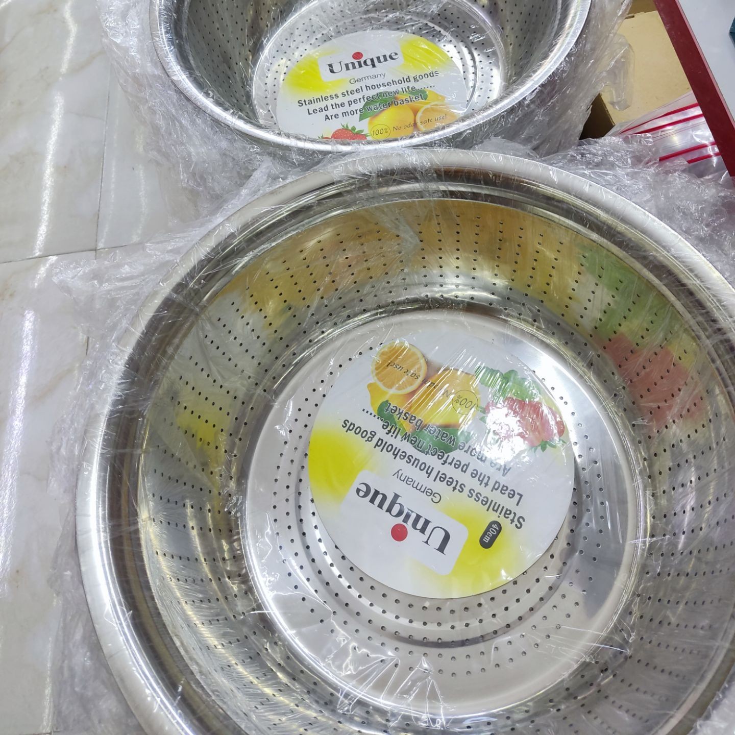 آبکش و لگن استیل یونیک سایز 38 ابکش لگن سایز 38