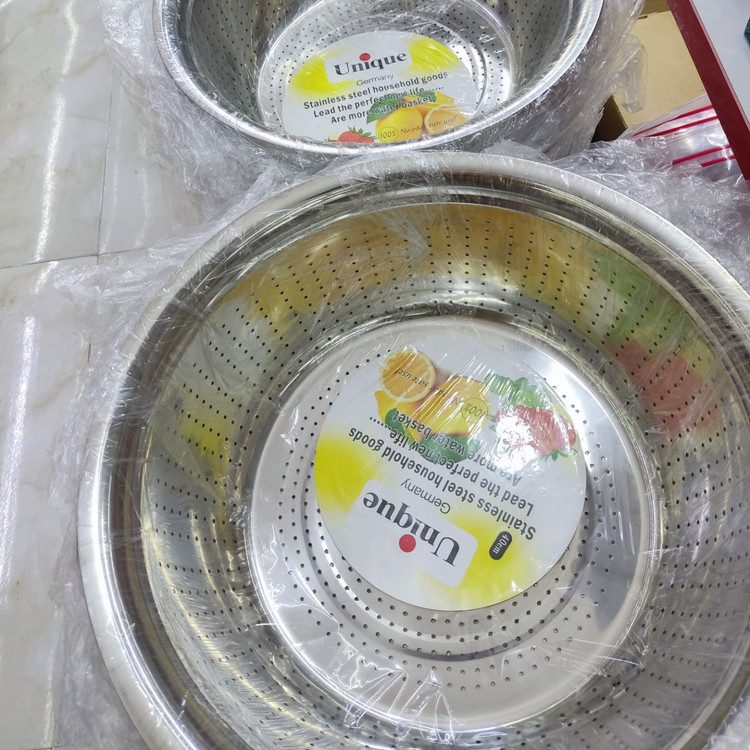 آبکش و لگن استیل یونیک سایز 38 ابکش لگن سایز 38