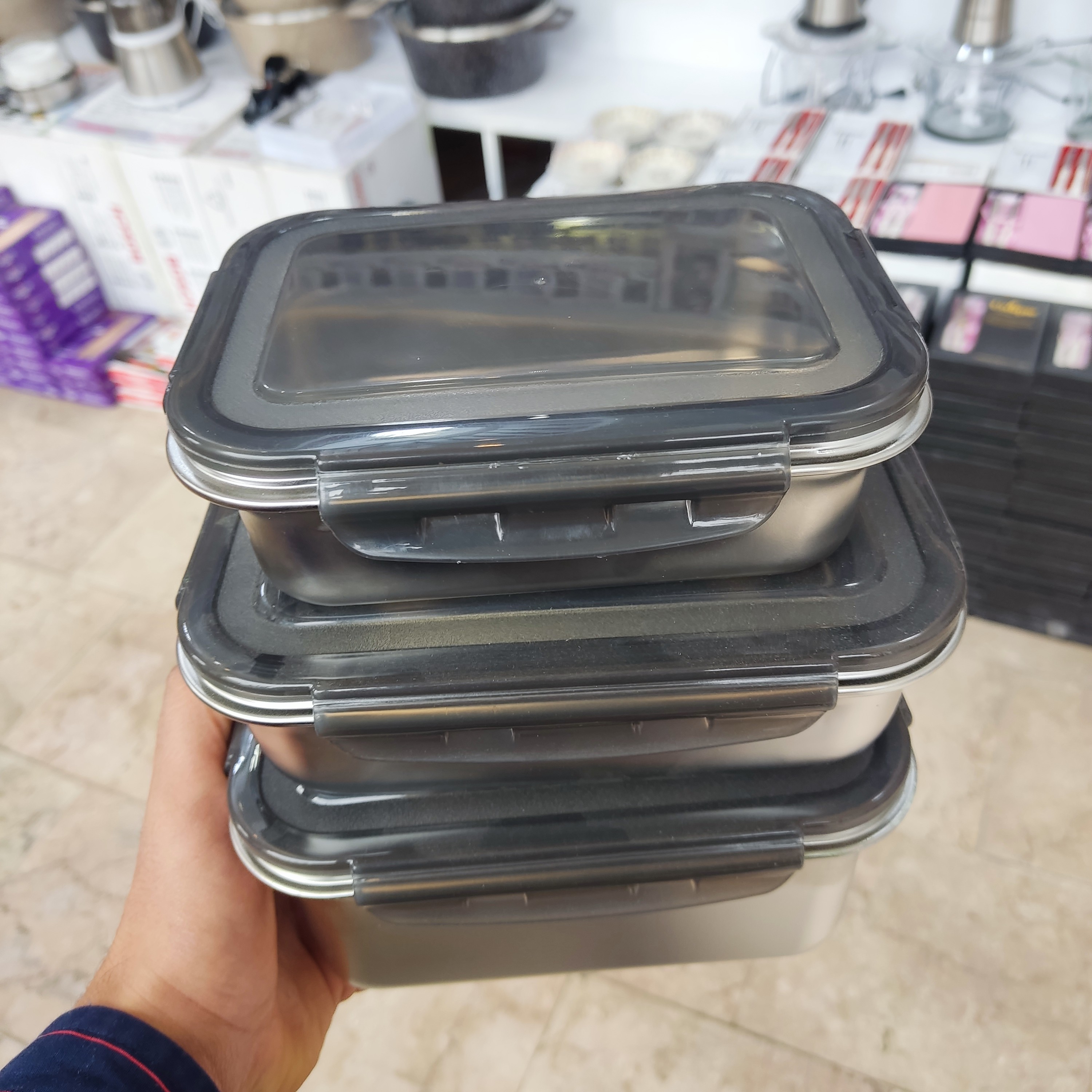 ظرف غذا سه تیکه استیل یونیک